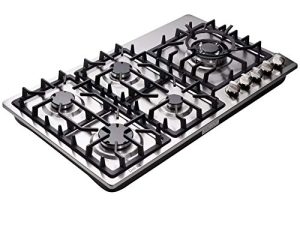 Deli-kit 34 Inch Gas Cooktop Dual Fuel Sealed 5 Burners Stainless Steel Drop-In Gas Hob DK258-A08 Gas Cooker