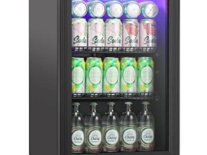 COWSAR Mini Fridge 2.4 Cu.Ft Beverage Refrigerator Small Wine Fridge 17 inch Wine Cooler Wine and Beer Fridge with Glass Door for Office Bedroom
