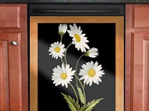 Tup Simple Pattern of Daisy Flower Dishwasher Door Sticker Cover Vinyl Magnetic Panel Decal Refrigerator Magnets 23W26H inch