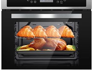 AMZCHEF Single Wall Oven 24" Built-in Electric Ovens with 11 Functions