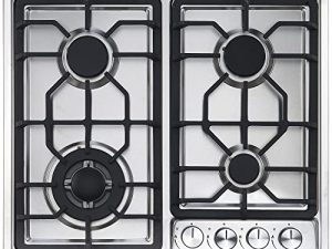 24 Inch Gas stove top Gas Cooktop HBHOB Stainless Steel，4 BurnerNG/LPG Convertiblefor RVs