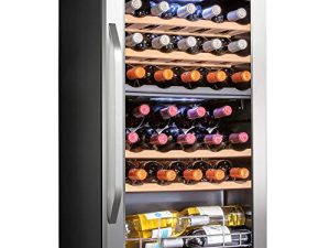 Ivation 33 Bottle Dual Zone Wine Cooler Refrigerator w/Lock | Large Freestanding Wine Cellar For Red