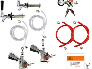 BACOENG Double Faucet Door Mount Kegerator Refrigerator Conversion Kit No Tank
