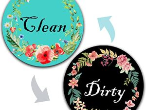 Kiterest Dishwasher Magnet Clean Dirty Sign Flower Decor Double Sided Reversible Clean Dirty Magnet for Dishwasher