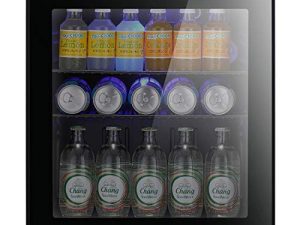 Antarctic Star Mini Fridge Cooler - 70 Can Beverage Refrigerator Black Glass Door for Beer Soda or Wine –Small Drink Dispenser Machine Clear Front Removable for Home