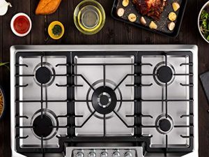 Empava 36 Inch Gas Stove Cooktop 5 Italy Sabaf Sealed Burners NG/LPG Convertible in Stainless Steel